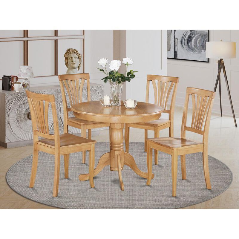 5 Pc Kitchen Table-round Kitchen Table plus 4 Chairs for Dining room