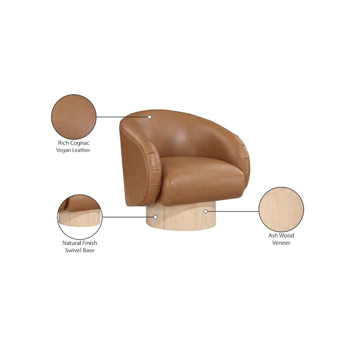 Meridian Furniture Gibson Cognac Vegan Leather Swivel Accent Chair