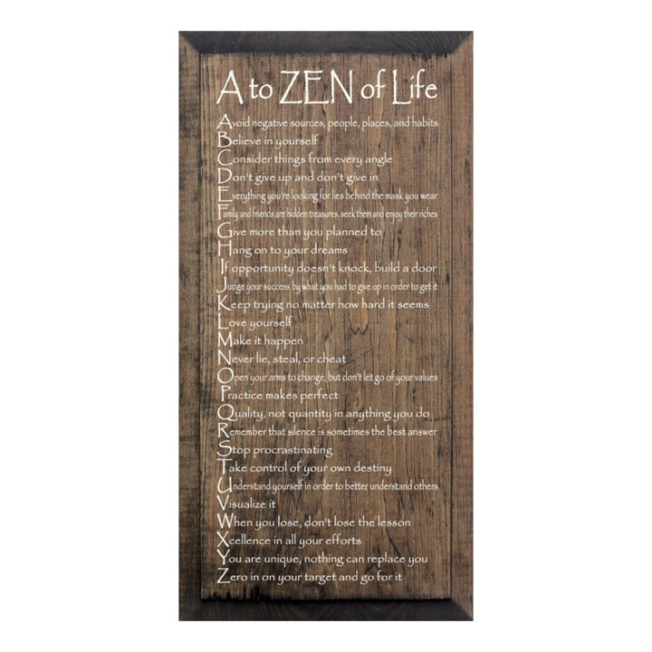 A to ZEN of Life Funny Zen Quote Wooden Wall Sign