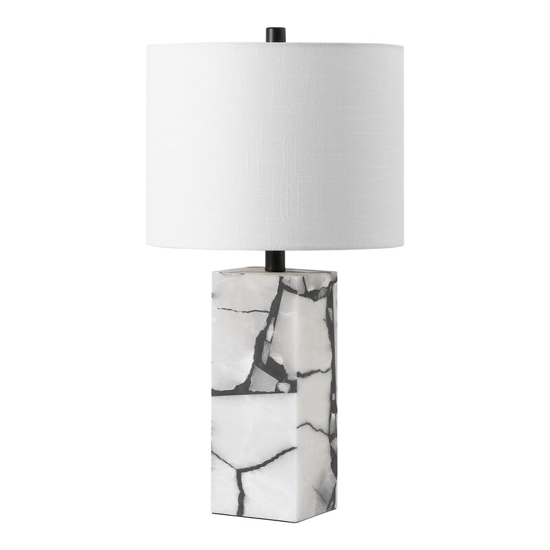 Elizabeth 24.25" Contemporary Coastal Alabaster LED Table Lamp with Body Night Light