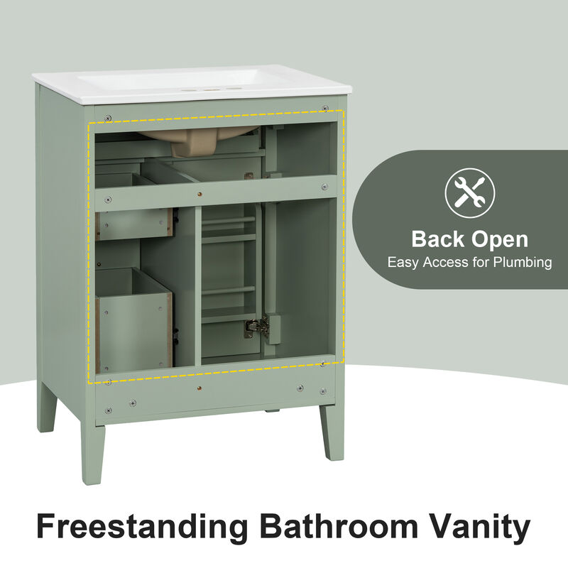Merax Compact Bathroom Storage Vanity with Left Door Rack Cabinet & 2 Right Drawers image number 7