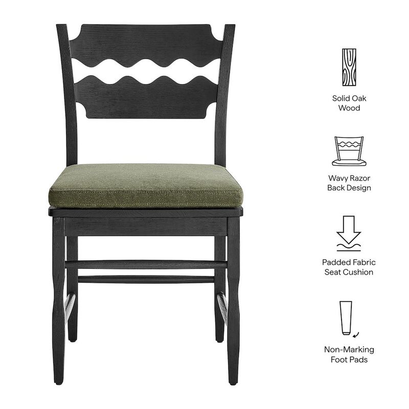 Jax Oak Wood Dining Chair With Wavy Razor Back and Cushion image number 1
