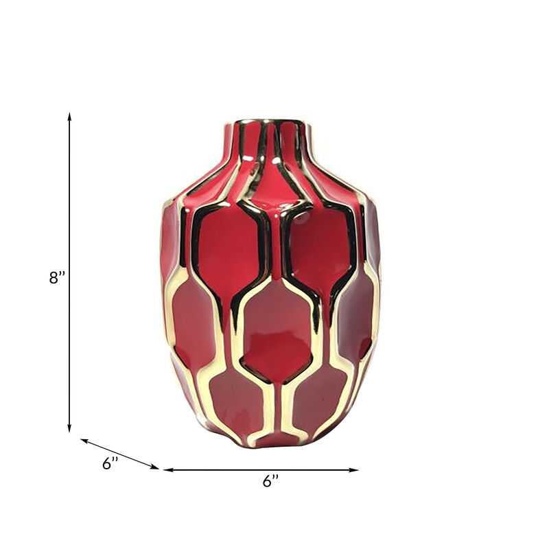 Cer Vase 8", Red/gold image number 1