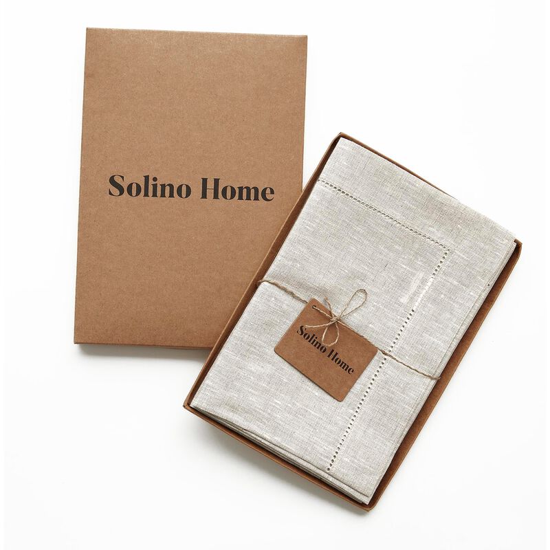 Solino Home Classic Hemstitch 100% Linen Dinner Napkins &ndash; Set of 6, 20 x 20 in, Machine Washable, Holiday and Everyday Dining