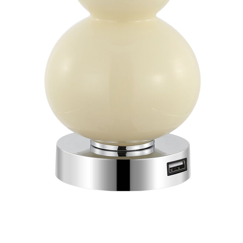 Cora Classic Vintage Glass LED Table Lamp with USB Charging Port (Set of 2)