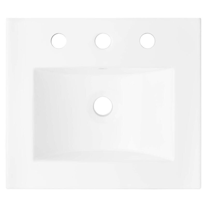 Modway Chaucer 18&rdquo; Bathroom Vanity in Oak White with Ceramic Sink Basin, 18 Inches image number 9