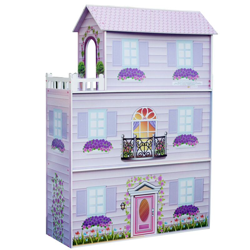 Teamson Kids Dreamland Tiffany Dollhouse with 12 Accessories, Pink/Purple image number 3