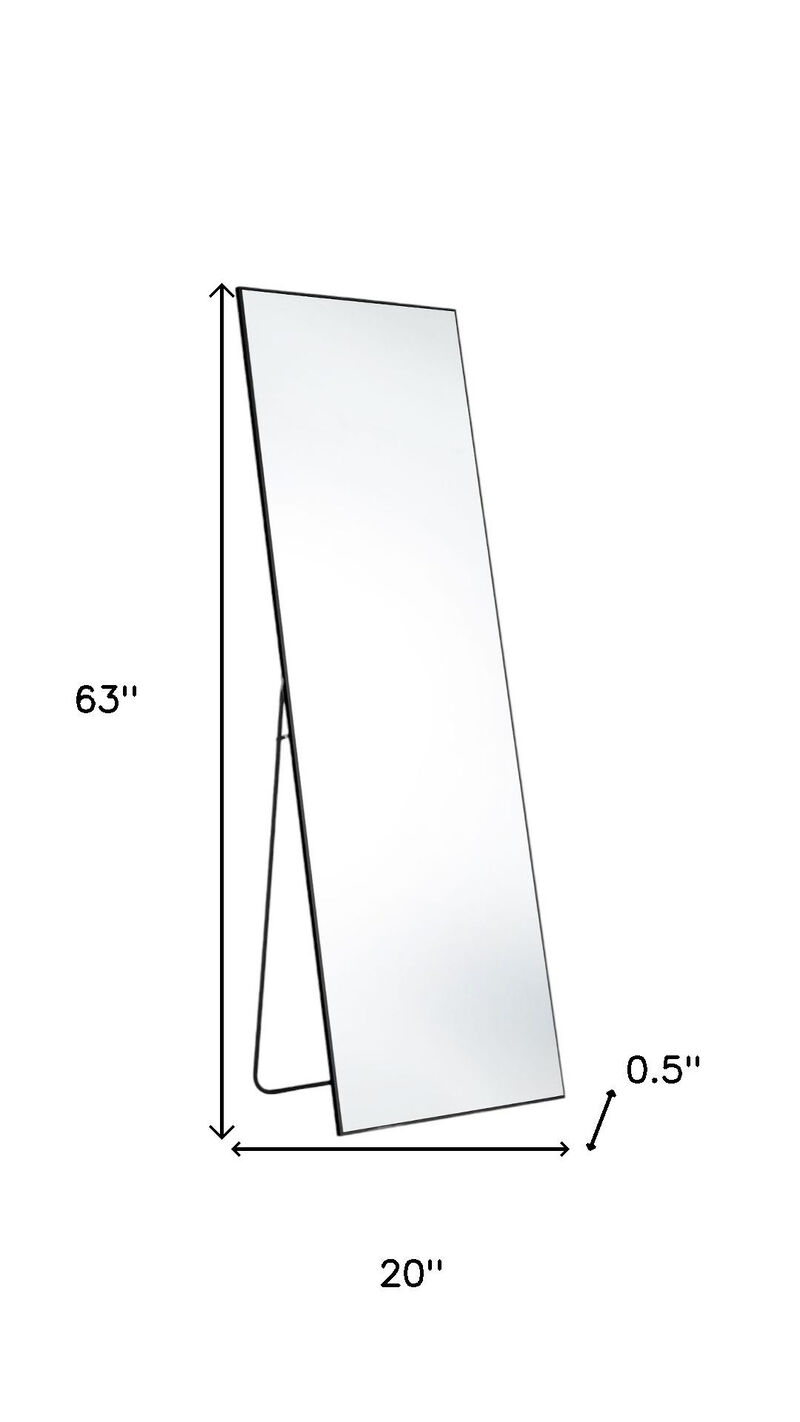 HomeRoots 63" Black Metal Freestanding and Wall Mount Framed Full Length Mirror image number 4