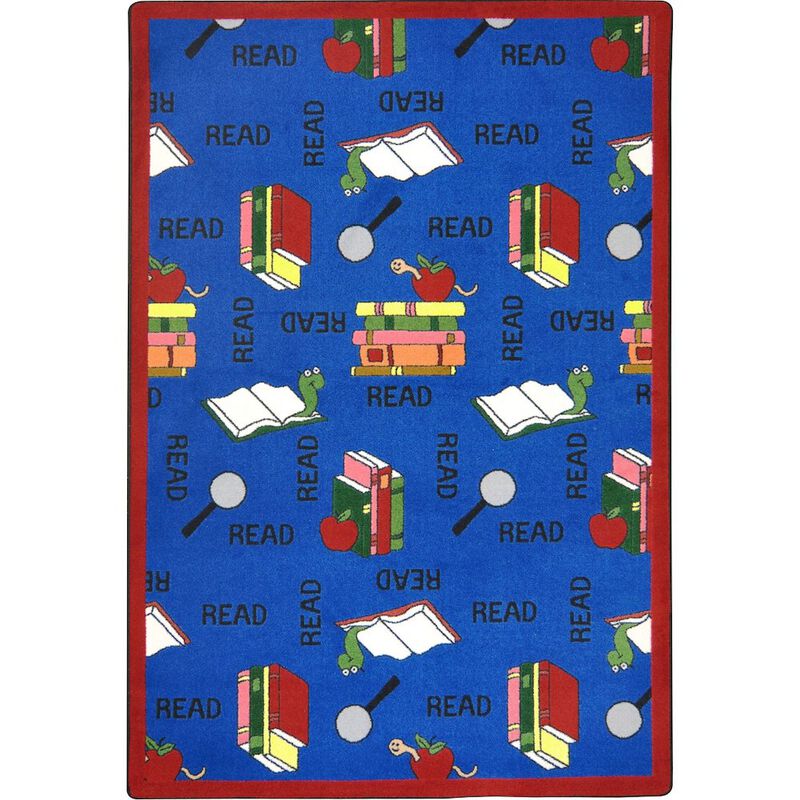 Joy Carpets Kid Essentials Bookworm 10'9 x 13'2 Area Rug in Color Blue