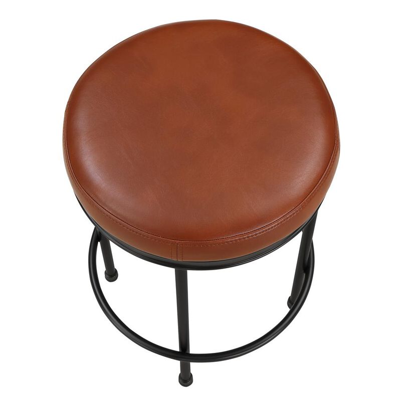 Comfort Pointe Montecarlo Caramel Faux Leather and Metal Backless Counter Height Stool