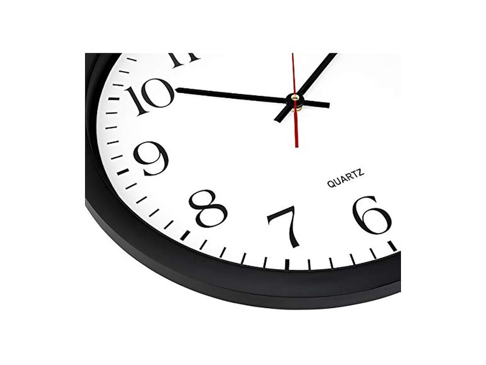 Black Business Wall Clock 16 Inch Silent Non Ticking Easy Read Battery Operated