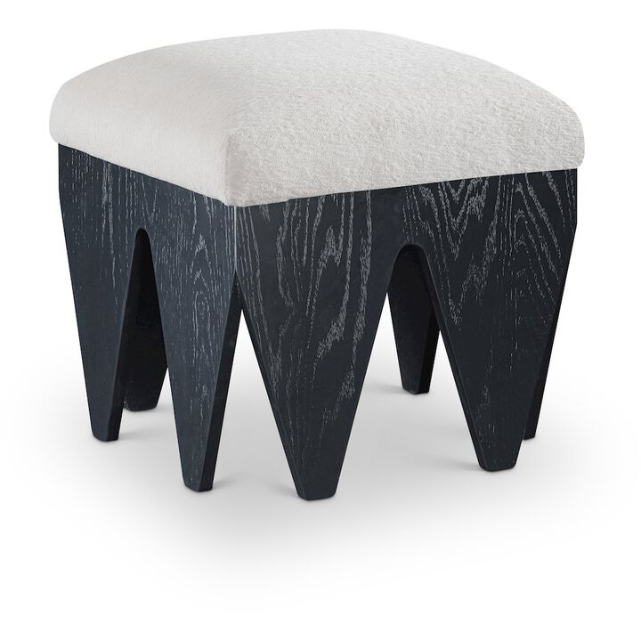 Meridian Furniture Altair Cream Velour Fur Fabric Bench