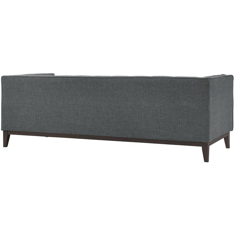 Modway Serve Modern Tuxedo Sofa With Upholstered Tufted Fabric in Gray