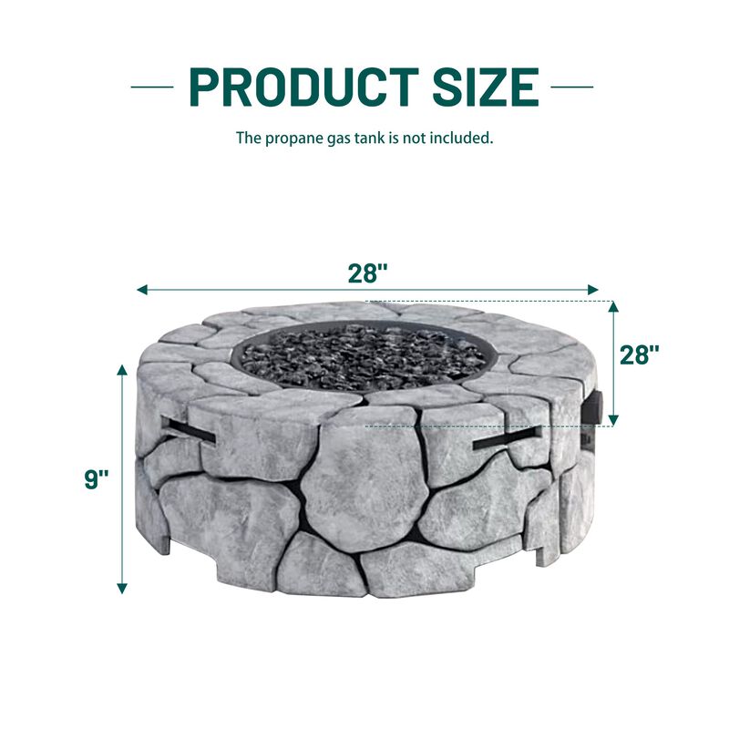 Mondawe 9'' H x 28'' W Concrete Propane Compatible Outdoor Fire pit