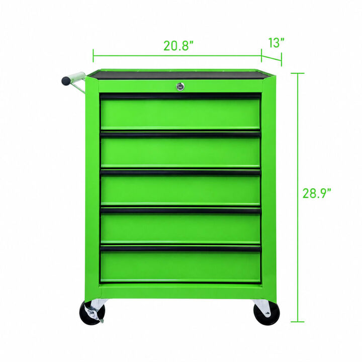 ELEMENT ACE Rolling 5-Drawer Metal Tool Chest with Ball Bearing Slides, Storage Organizer with Casters for Garages & Workspaces