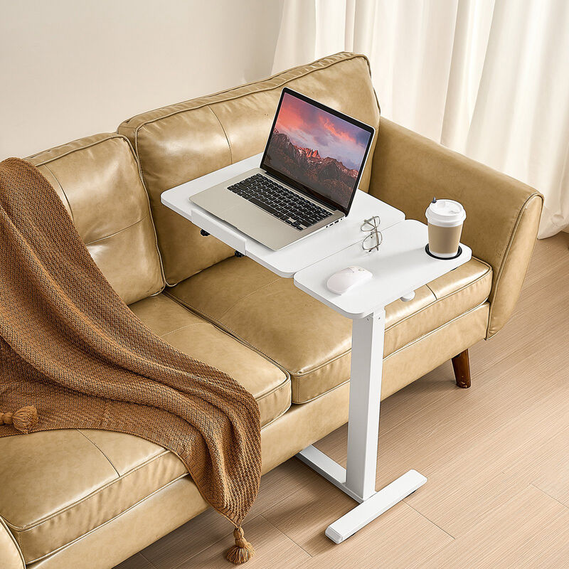 Portable Desk with Flip Top &ndash; Hidden 4-Wheel Rolling Laptop Table with Cup Holder image number 6