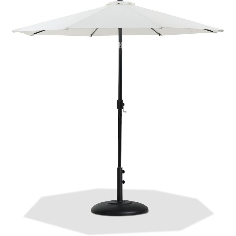 Meridian Furniture Fiji White Fabric / Matte Black Aluminum Patio Umbrella with Base Sets