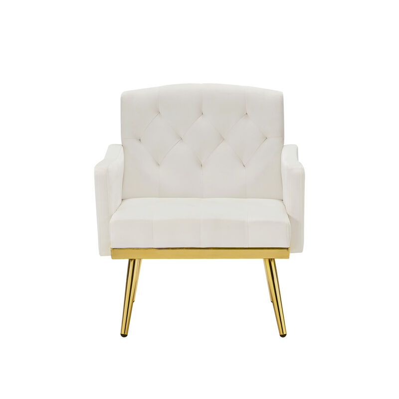 Streamdale Cream Velvet Armchair With Metal Legs image number 5