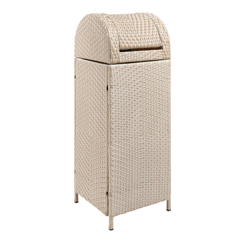 Ellison All-Weather Wicker/Metal Swing Top Hideaway Outdoor Trash Can