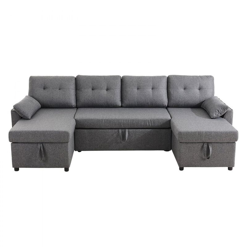 U-Shaped Convertible Sofa Bed with Double Chaise, Storage and Pull-Out Sleeper