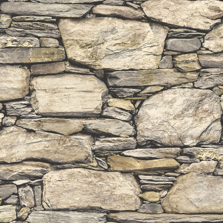 Hadrian Stone Wall Brown Texture Peel & Stick Wallpaper (Set of 2)