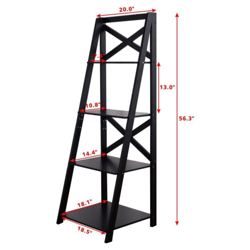 Hivvago 4-Tier Leaning Free Standing Ladder Shelf Bookcase Display Shelf