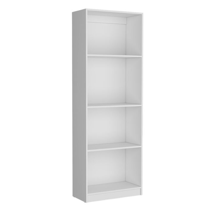 HomeRoots 71" White Wood Four Tier Bookcase