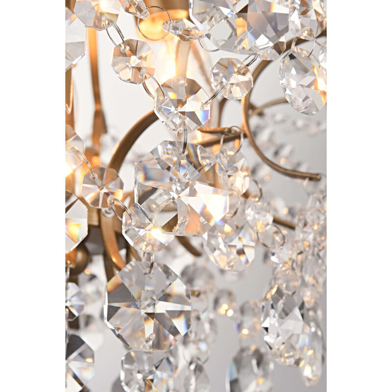 Alice Elegant Indoor 3-light Brushed Brass Crystal Flush Mount image number 7