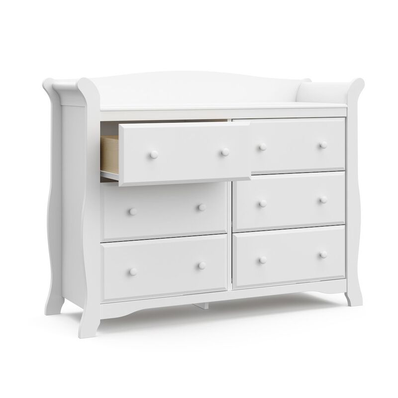 Storkcraft Avalon 6 Drawer Universal Double Dresser - White