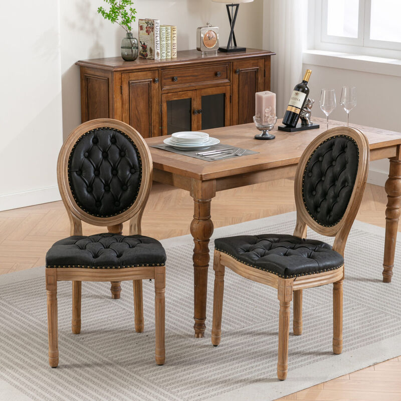Streamdale Antique French Style Wood Frame Dining Chairs Set image number 1