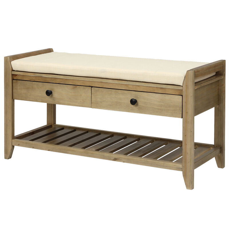 Whisen Multipurpose Entryway Storage Bench with Removable Cushion and Drawers - Espresso