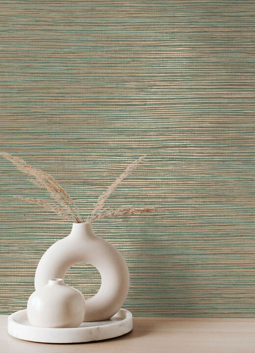 Alton Copper Faux Grasscloth Wallpaper