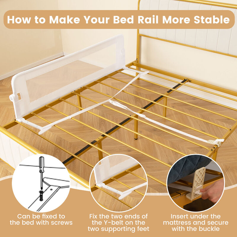 Adjustable Baby Bed Rail with Swing Down Design and Safety Strap for Bedroom image number 4