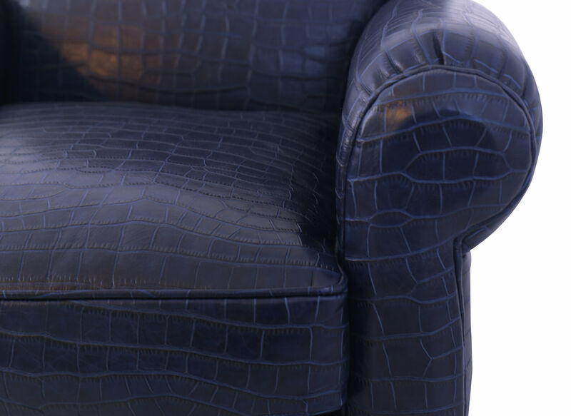 Pasargad Home Vicenza Embossed Leather Wing Chair image number 4