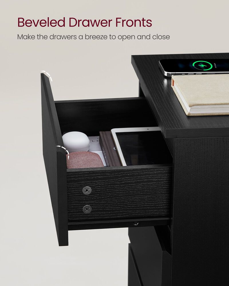 Nightstand with Charging Station for Convenient Bedside Charging and Storage