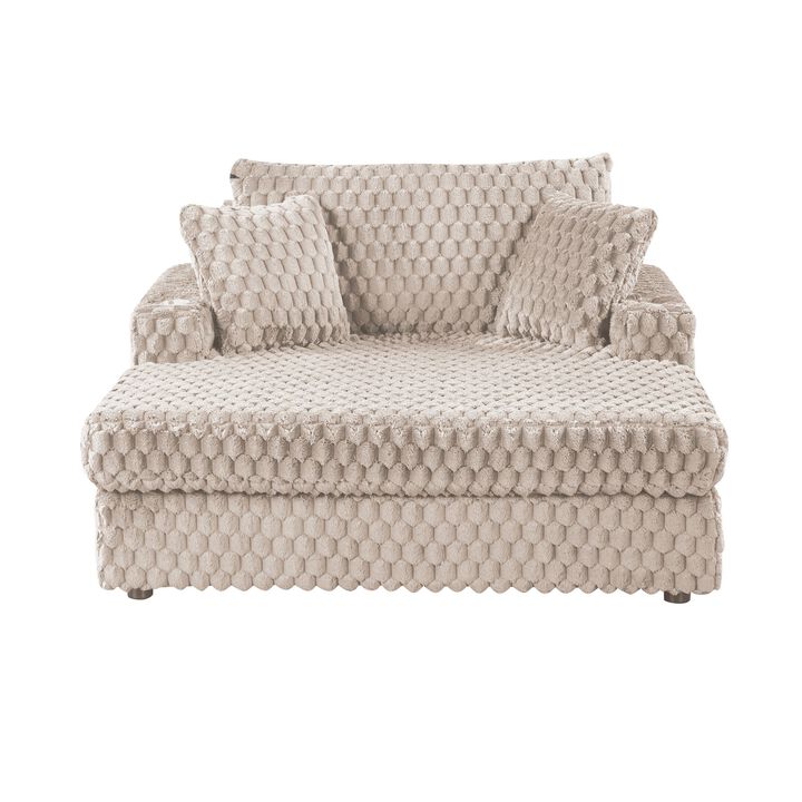 Chaise Lounge with 2 cup holder and Magazine Bag Recliner Lounge Chair Fabric Loveseat Sofa Bed for Living Room