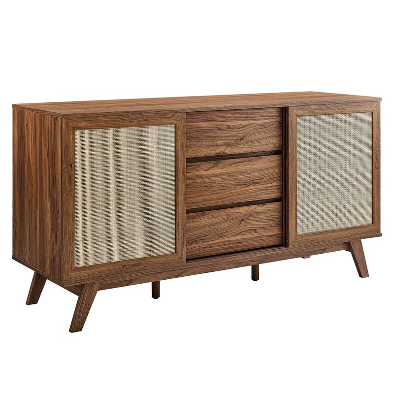 Modway Soma 59" Rattan High TV Stand Sideboard in Walnut image number 0