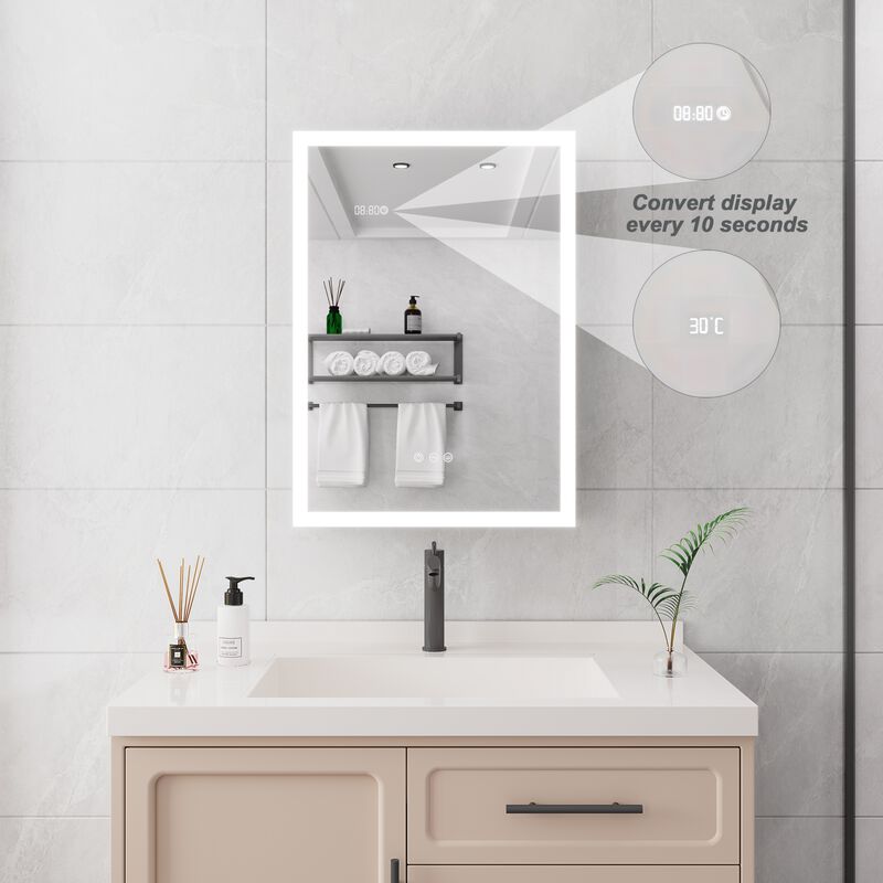 ELEMENT ACE LED Illuminated Medicine Cabinet with Defogger Mirror and Digital Display image number 3