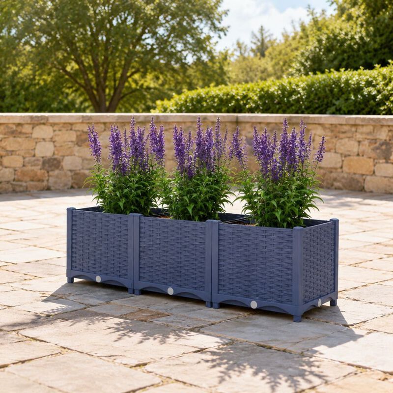 WOW PIONEER Outdoor Raised Garden Bed Plastic Planter Box with Drainage Holes for Vegetables Herbs Indoor Outdoor Gardening Use image number 3