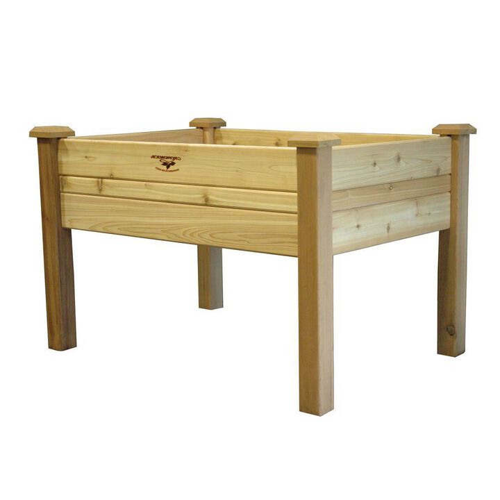 QuikFurn Elevated 2Ft x 4-Ft Cedar Wood Raised Garden Bed Planter Box - Unfinished