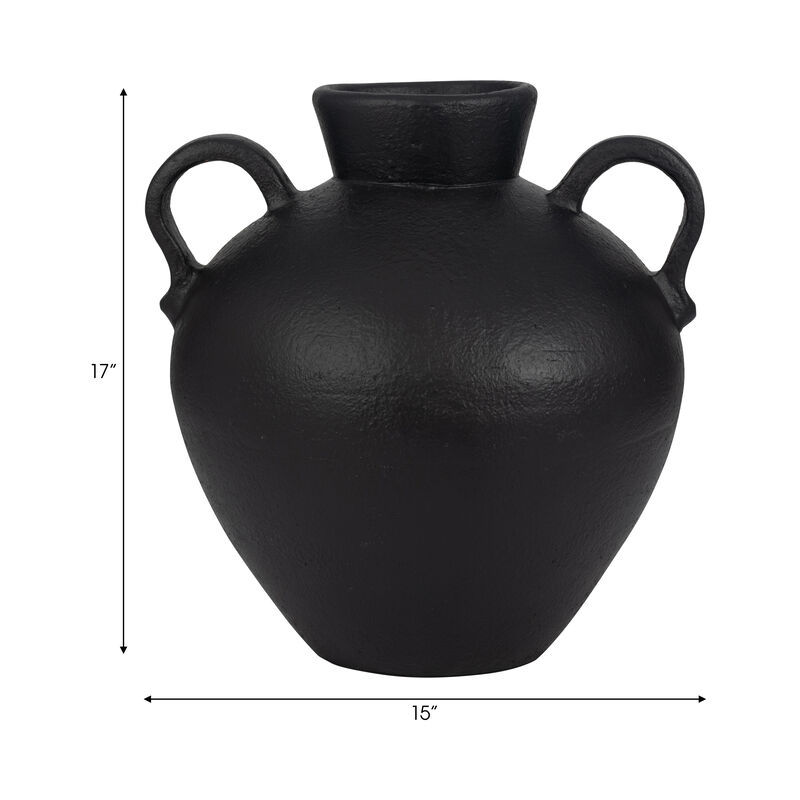17" Organic Jug With 2 Handles, Black