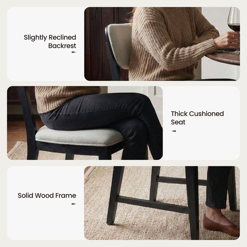 COLAMY PURA Solid Wood Dining Chair with OEKO-TEX&reg; Fabric image number 3