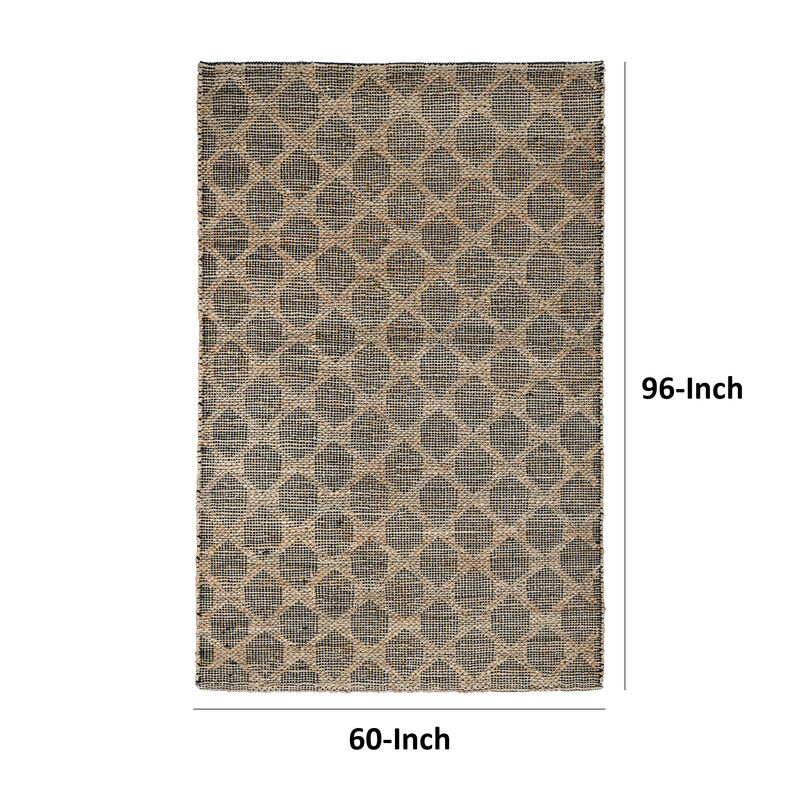 Ona 5 x 8 Handwoven Medium Area Rug, Black and Brown Diamond Lattice Design