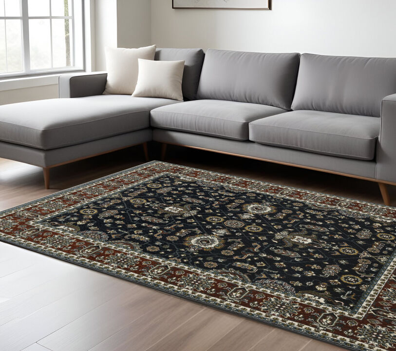 HomeRoots Oriental Runner Rug With Fringe