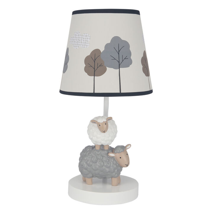 Lambs & Ivy Baby Farm Grey/White Lamb/Sheep Nursery Lamp with Shade & Bulb