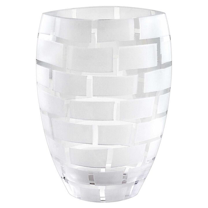 Homezia 12" Mouth Blown Frosted Crystal European Made Wall Design Vase