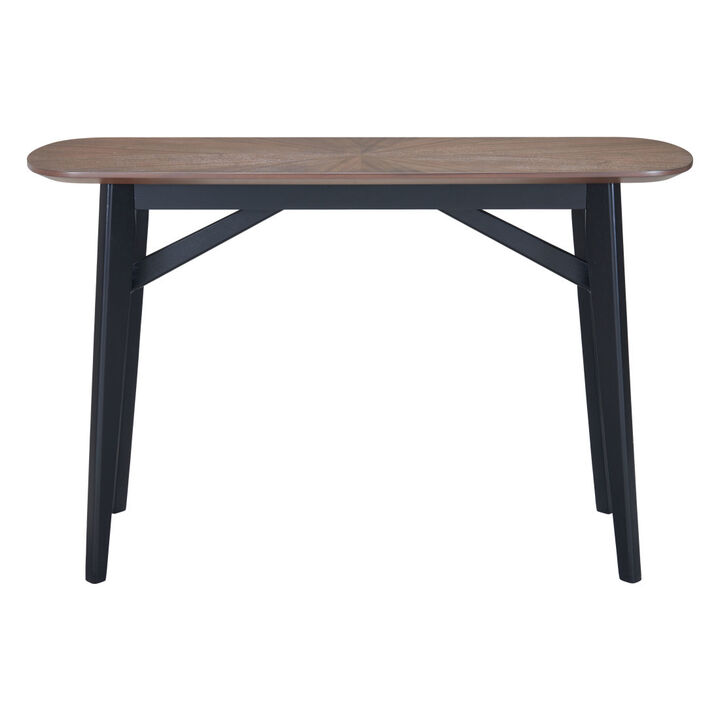 HomeRoots 48" Espresso and Black Solid Wood Oval Console Table