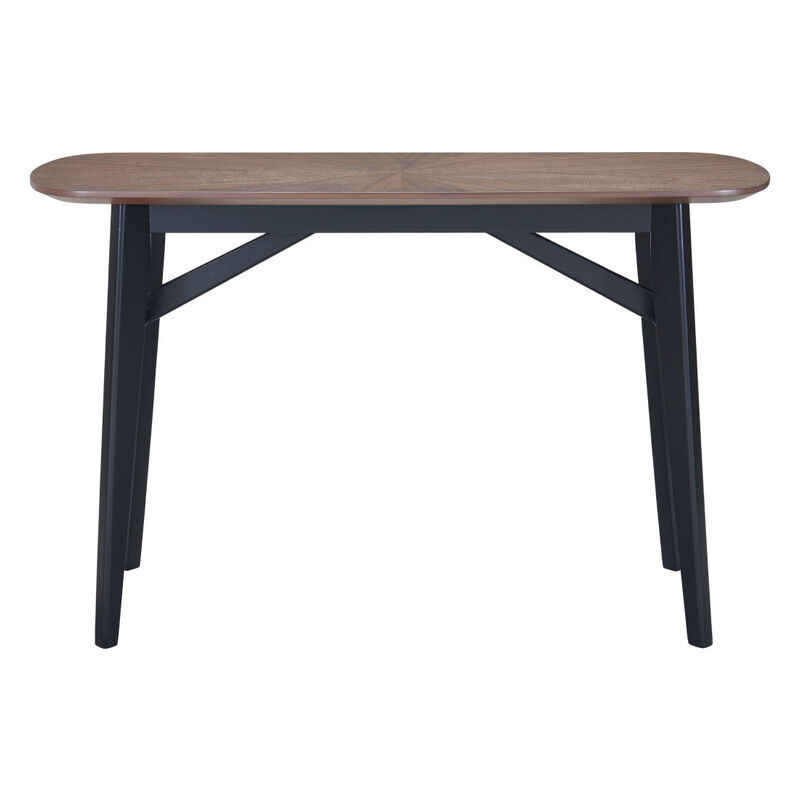 HomeRoots 48" Espresso and Black Solid Wood Oval Console Table image number 0