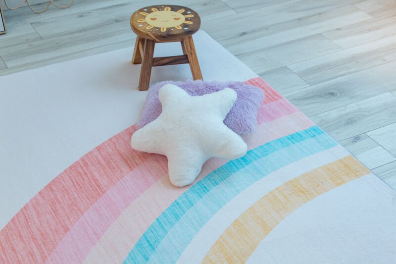Rug Branch Marlow Contemporary Rainbow Pink Cream Kids Area Rug