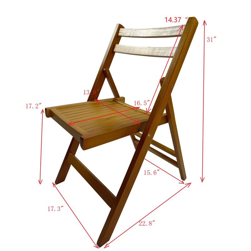 Furniture Slatted Wood Folding Special Event Chair - Honey color, Set of 4, FOLDING CHAIR, FOLDABLE STYLE